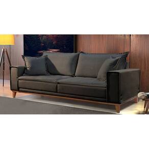 Sofá Fixo 3 Lugares Luxo 220 cm Aquiles Cinza