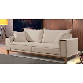 Sofá Fixo 3 Lugares Luxo 220 cm Aquiles Bege Claro