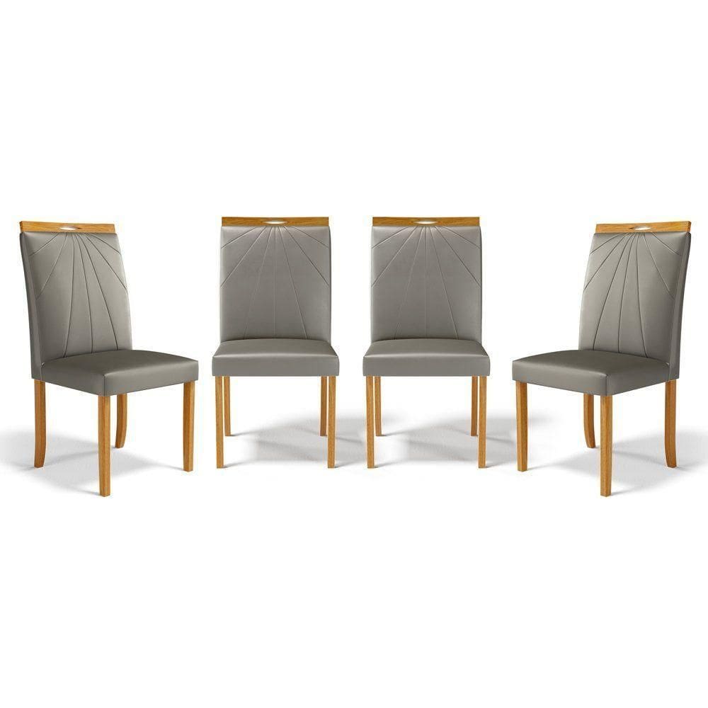 Kit Com 4 Cadeiras Maiara Madeira Maciça Estofadas Para Mesa De Jantar Veludo Chumbo 109