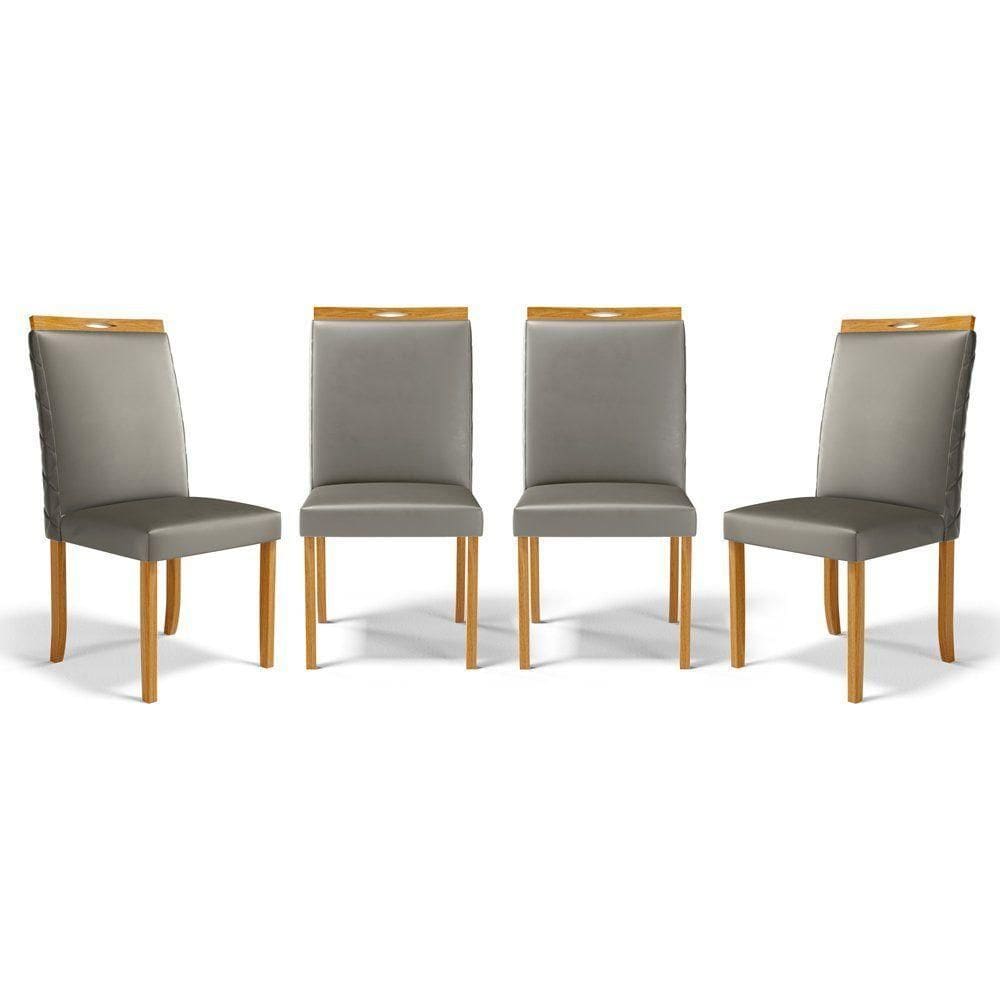 Kit Com 4 Cadeiras Agnes Madeira Maciça Estofadas Para Mesa De Jantar Veludo Chumbo 109