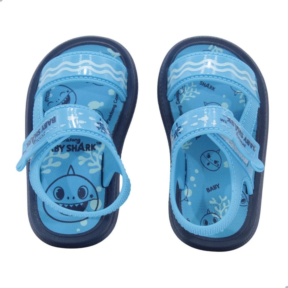 Sandália Infantil Grendene Kids Baby Shark Summer Azul + Baldinho