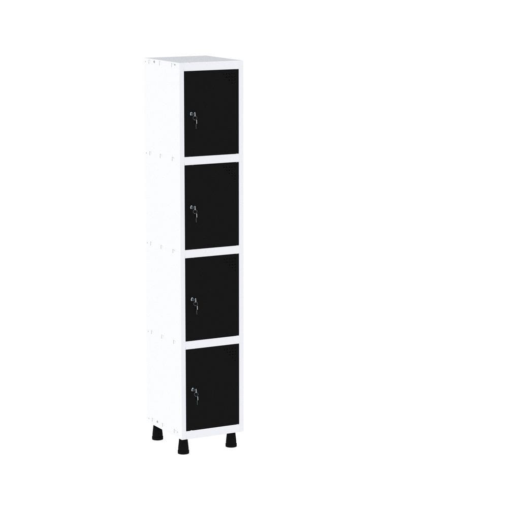 Roupeiro em Aço Mt 1v 4 Portas - Fechadura Branco/Preto