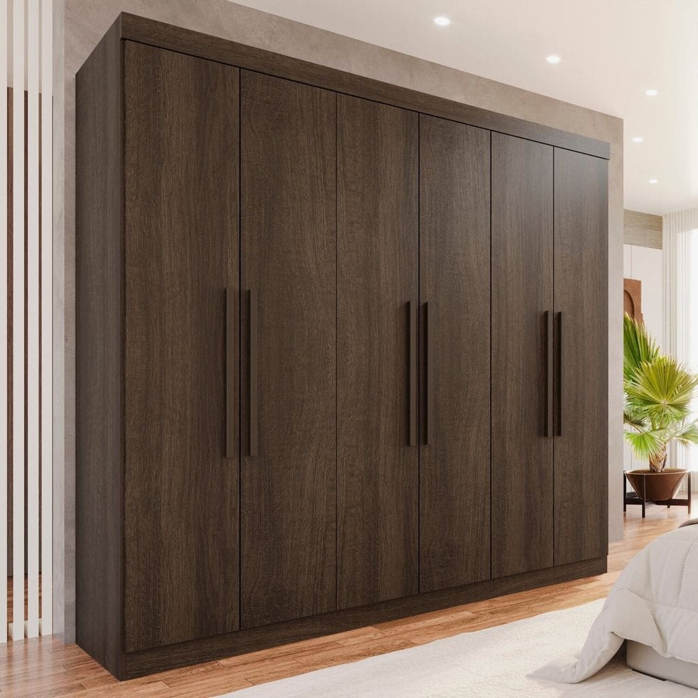 Guarda-roupa 6 Portas 4 Gavetas New Malibu Espresso Móveis Imbuia