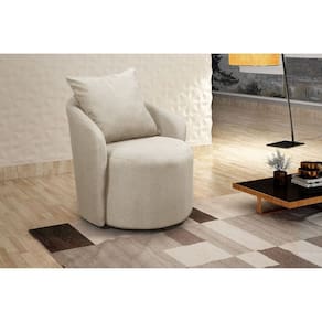 Poltrona Decorativa para Sala de Estar Redonda Califórnia Bege