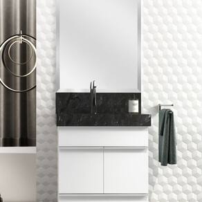 Kit 2 Cubas Esculpidas em Porcelanato Slim para Banheiro 60cm Black