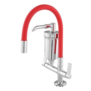 Torneira Cozinha Bica Flexível 5/8 com Filtro - 1/4 Volta - Bancada Vermelho