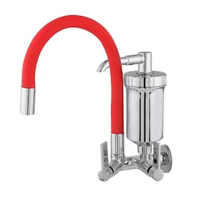 Torneira Cozinha Bica Flexível 5/8 com Filtro - 1/4 Volta - Parede Vermelho