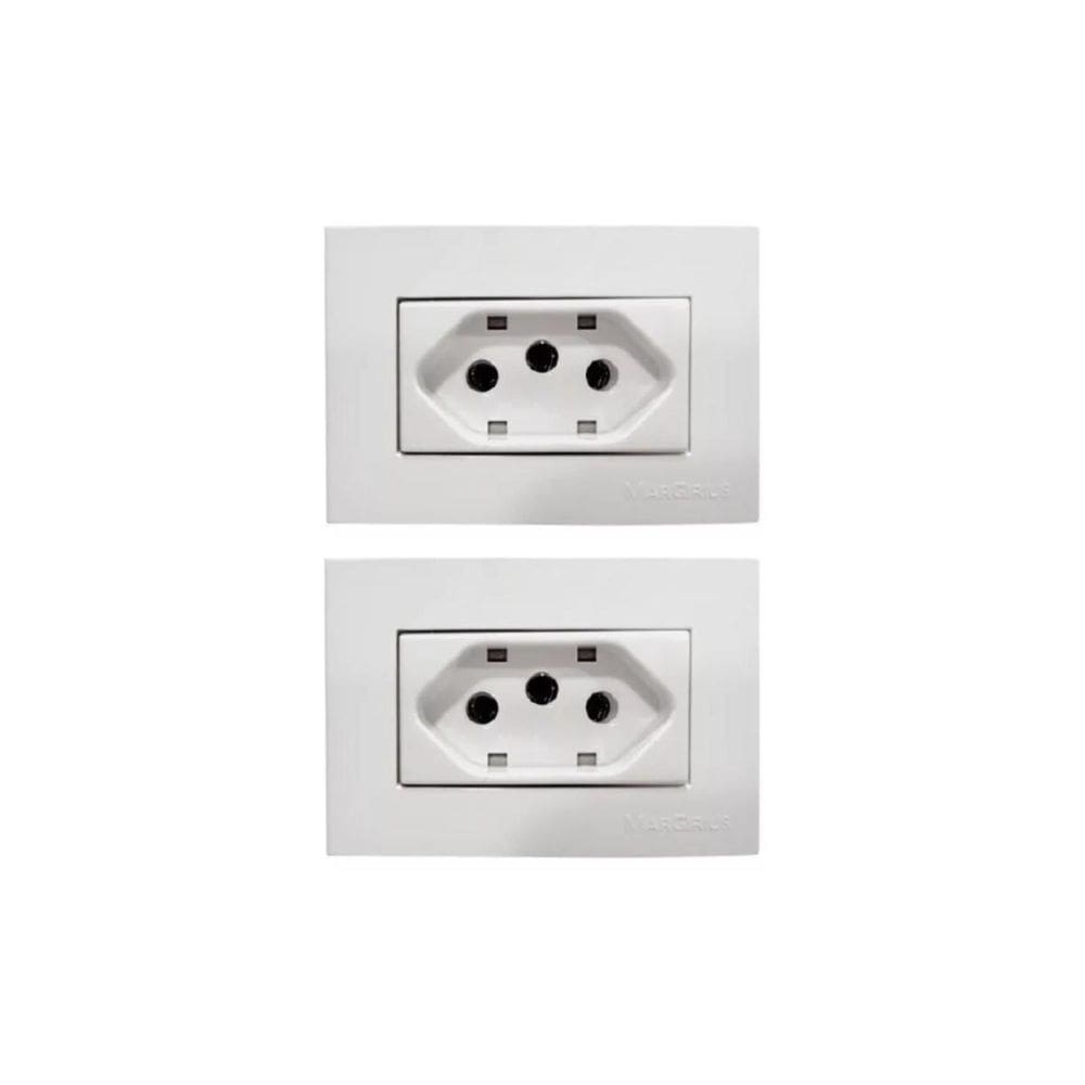 02 Tomada Moveis Margirius 2P T Branca 20A 250V Nbr 14136