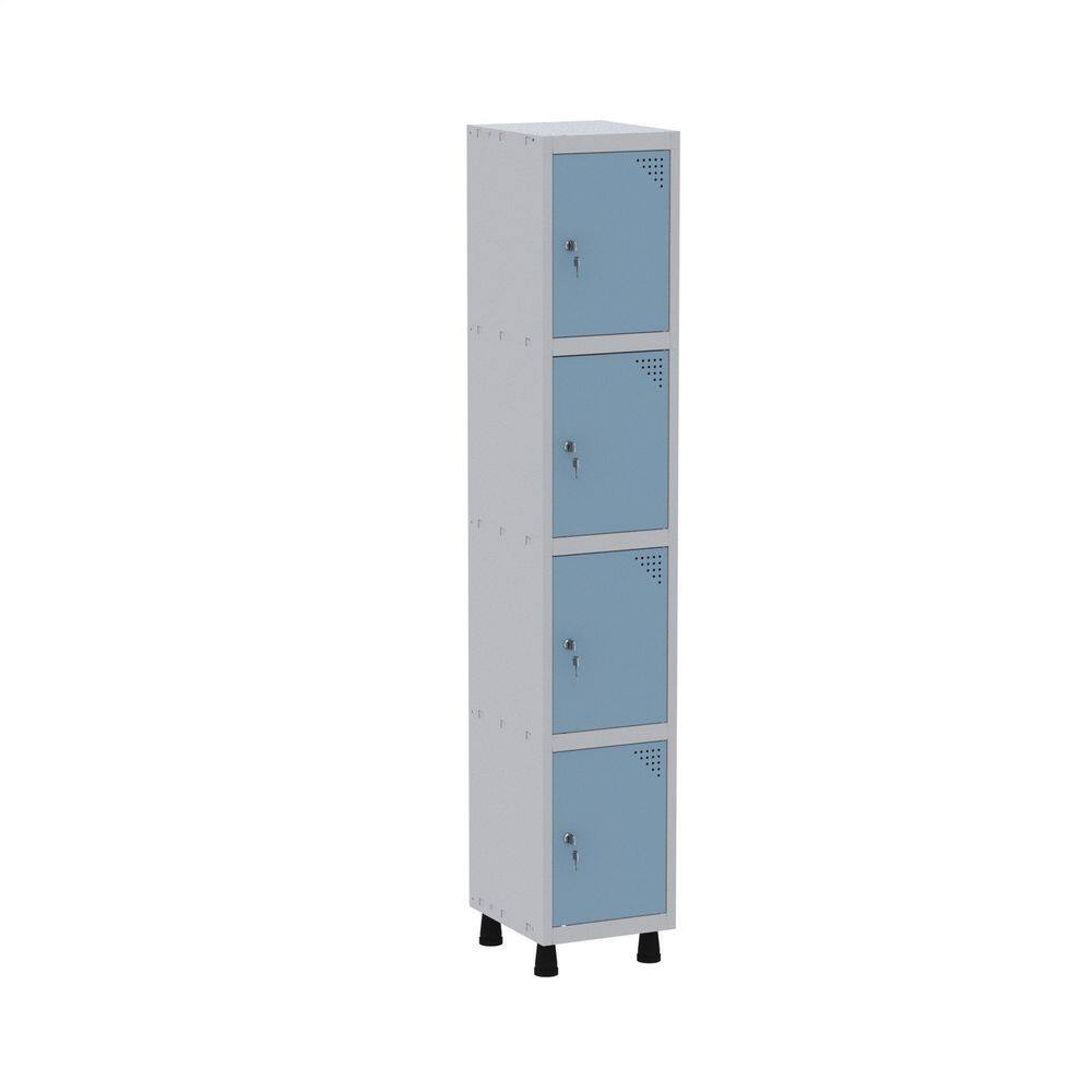 Roupeiro em Aço Mt 1v 4 Portas - Fechadura Cinza/Azul Dalli