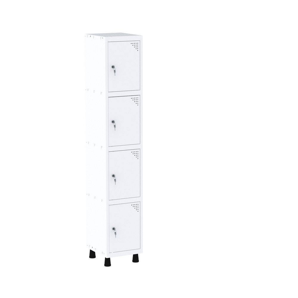 Roupeiro em Aço Mt 1v 4 Portas - Fechadura Branco