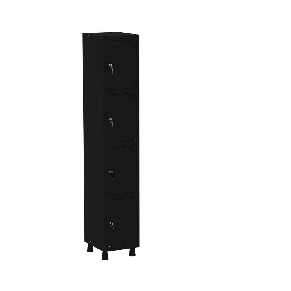 Roupeiro em Aço Mt 1v 4 Portas - Fechadura Preto