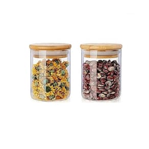 Kit 2 Potes Vidro Tampa Bambu Hermético Temperos 200Ml