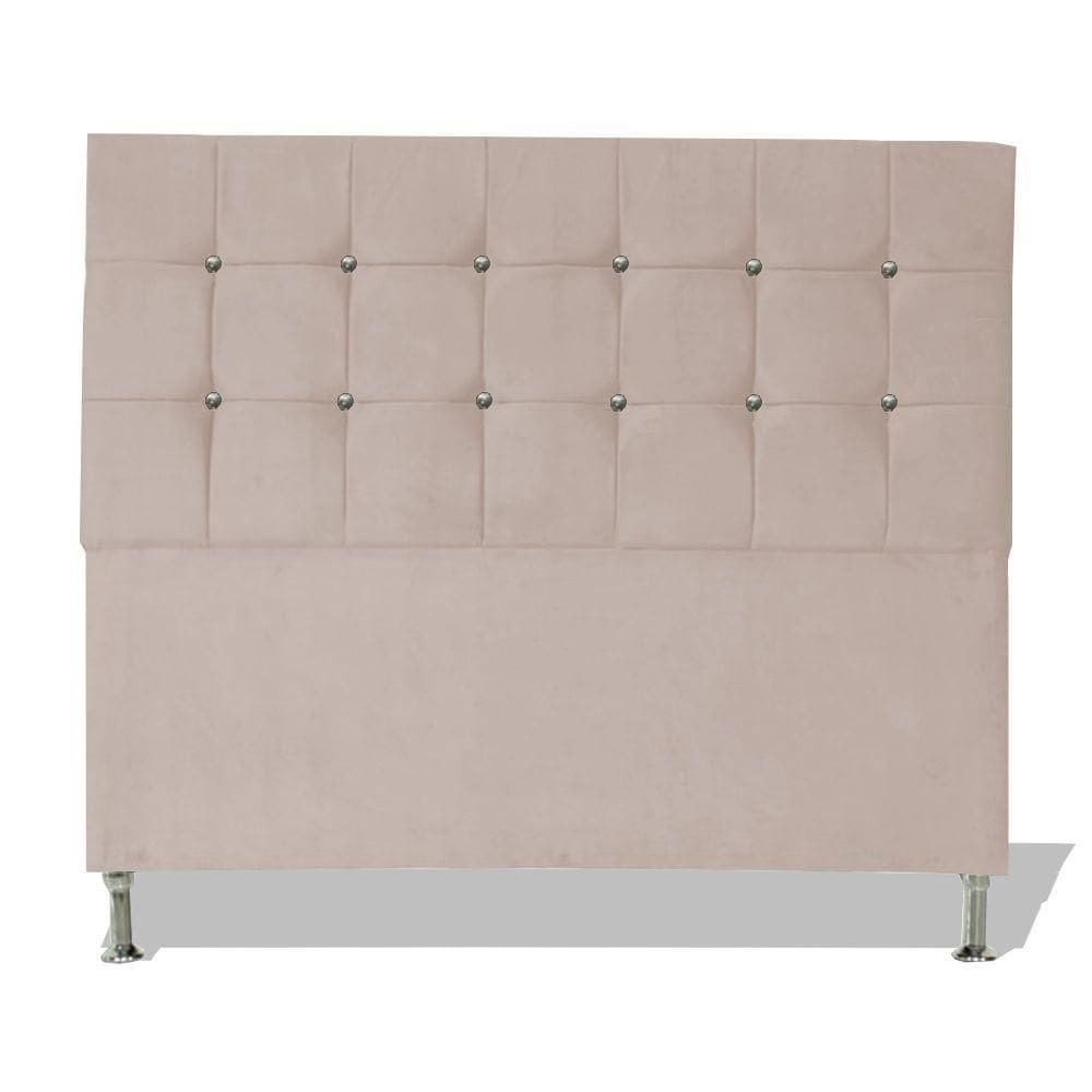 Cabeceira De Cama Box Cristal Queen 160 Cm Botão Strass Suede Porcelana Eli Móveis