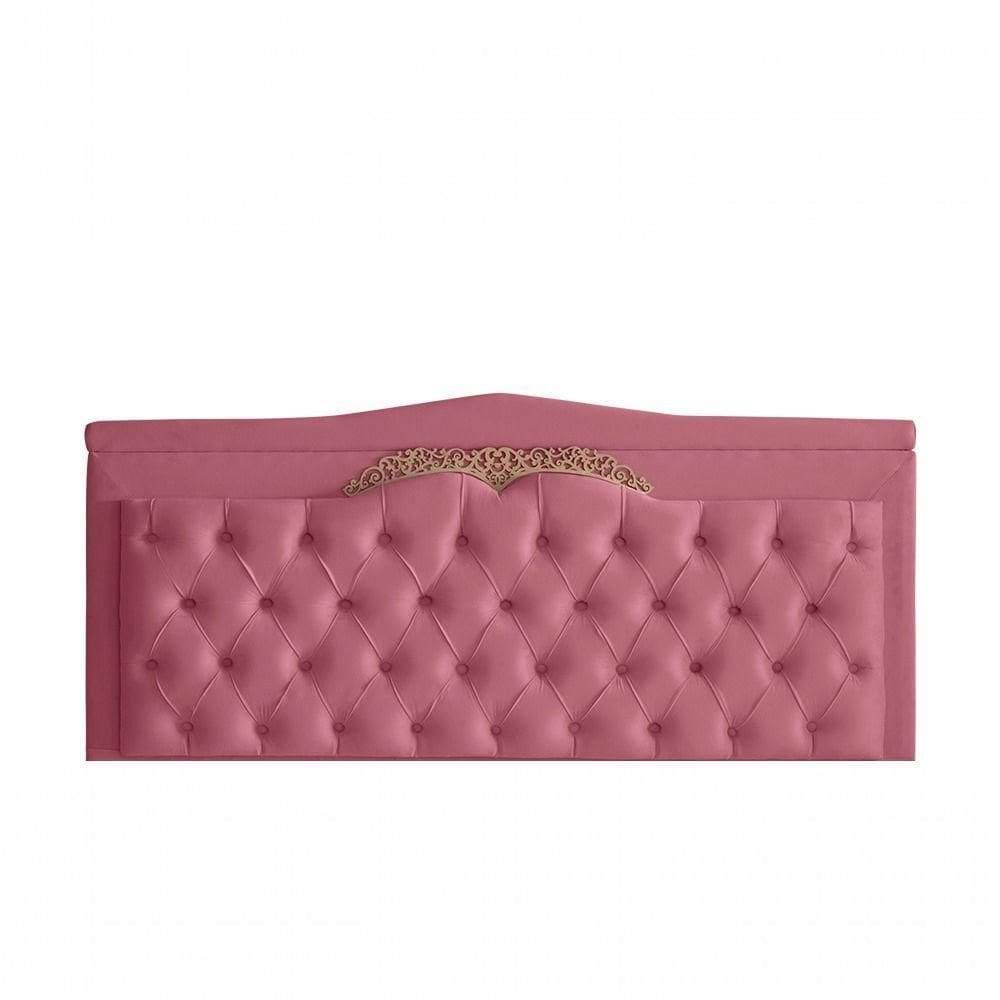 Cabeceira De Cama Box Painel Helena King 195 Cm Retro Capitonê Botão Encapados Suede Rosa Bebê Eli Móveis