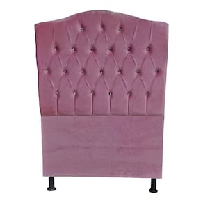 Cabeceira De Cama Box Princesa Solteiro 90 Cm Botão Strass Suede Rosa Bebê Eli Móveis