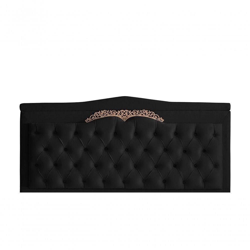 Cabeceira De Cama Box Painel Helena King 195 Cm Retro Capitonê Botão Encapados Suede Preto Eli Móveis