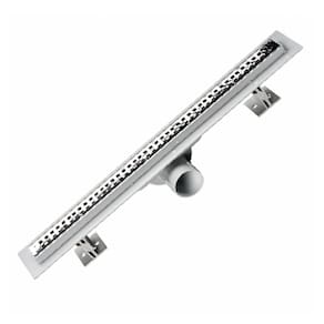 Ralo Sifonado em ABS Retangular 3,23x50cm em Aço Inox 304 Odem Cinza/Inox