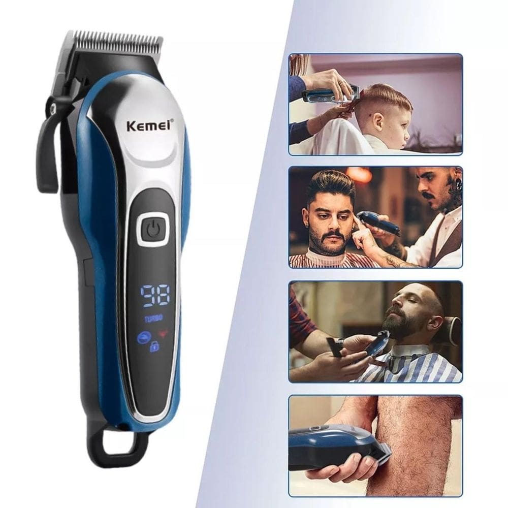 Maquininha Pet Cabelo Barba Pezinho Recarregável Cinza Retrô
