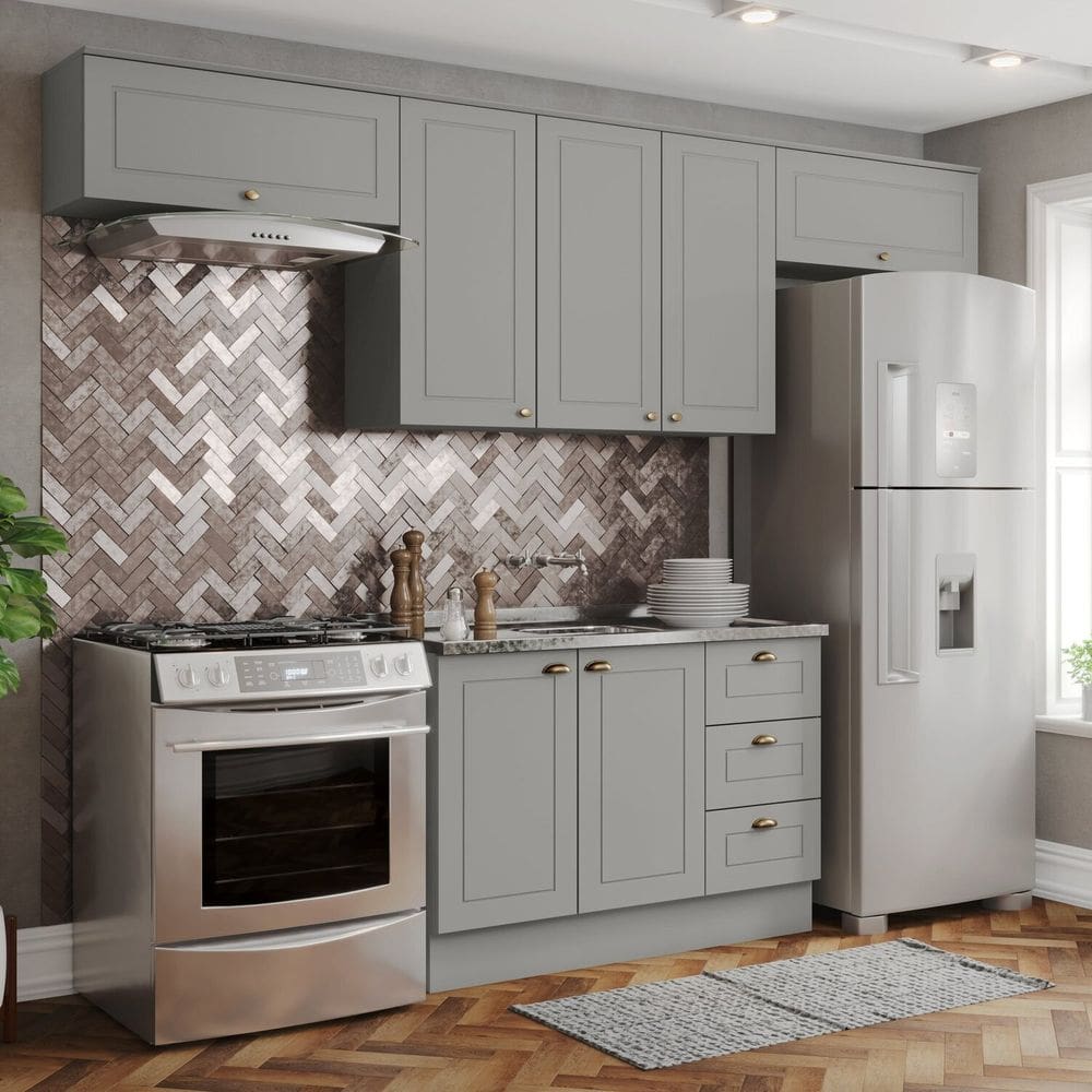 Cozinha Completa 4 Peças 100% MDF Internacional Cinza
