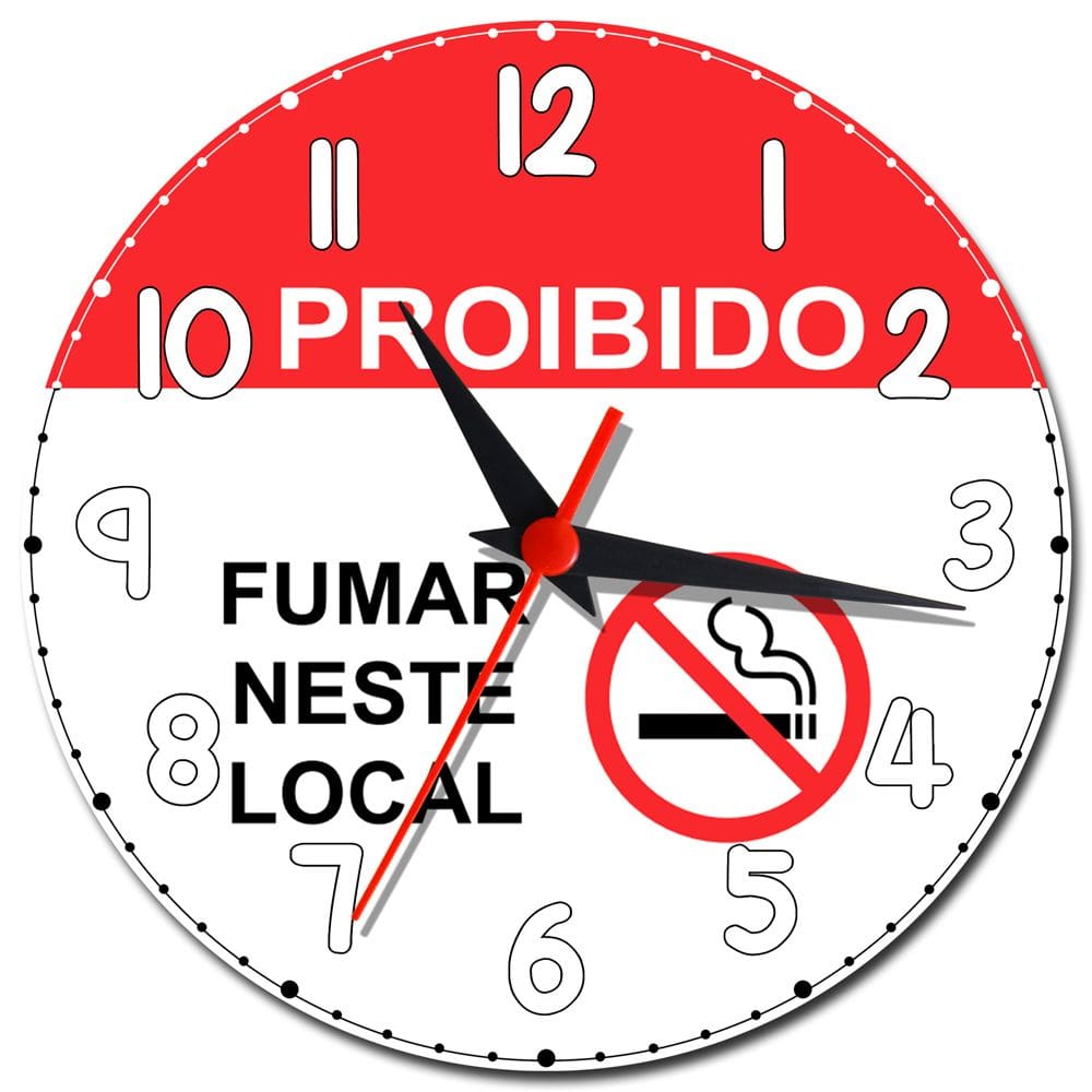 Relógio de Parede Proibido Fumar Neste Local - Placa de Sinalização