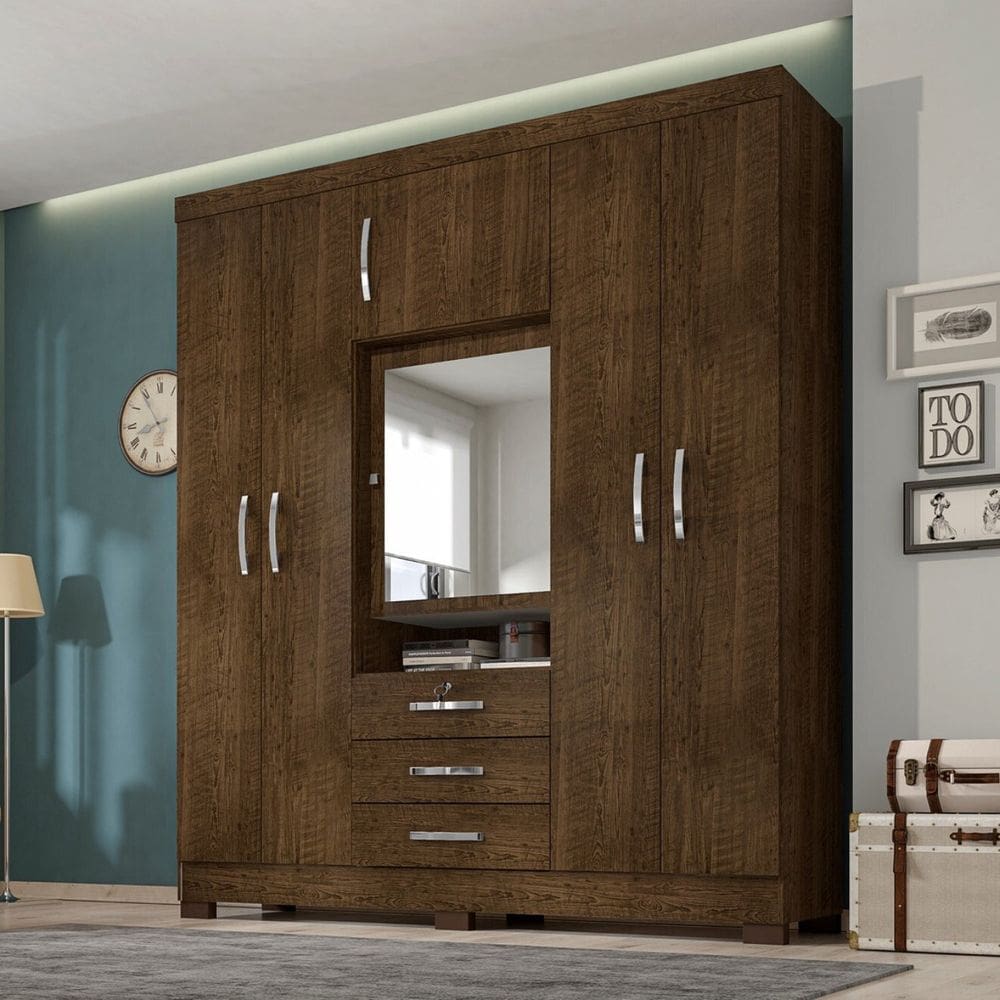 Guarda Roupas Capelinha 6 Portas e 3 Gavetas Gales Malbec