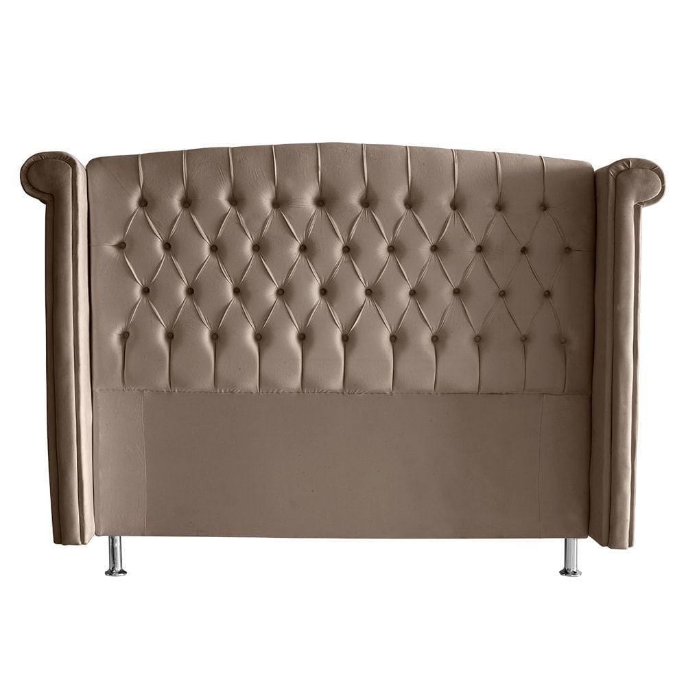 Cabeceira De Cama Box Luxo King 195 Cm Suede Capuccino Eli Móveis