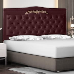 Cabeceira De Cama Box Helena Queen 160 Cm Capitonê Retro Botão Encapados Suede Vinho Eli Móveis