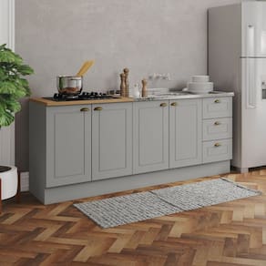 Cozinha Compacta 2 Peças 100% MDF com Tampo Para Cooktop Internacional Cinza/Marrom