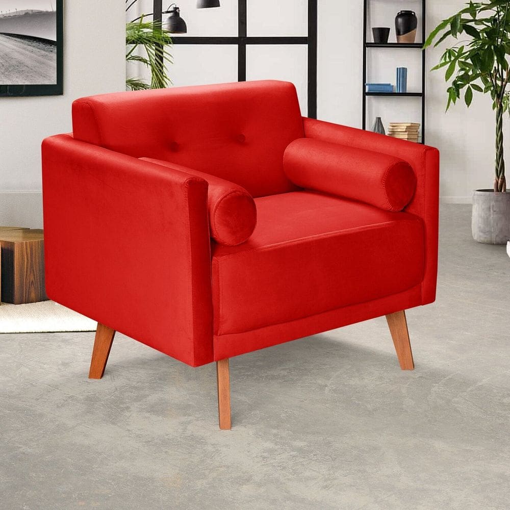 Poltrona Moderna Decoração Sala, Varanda, Recepção Luma Vermelho