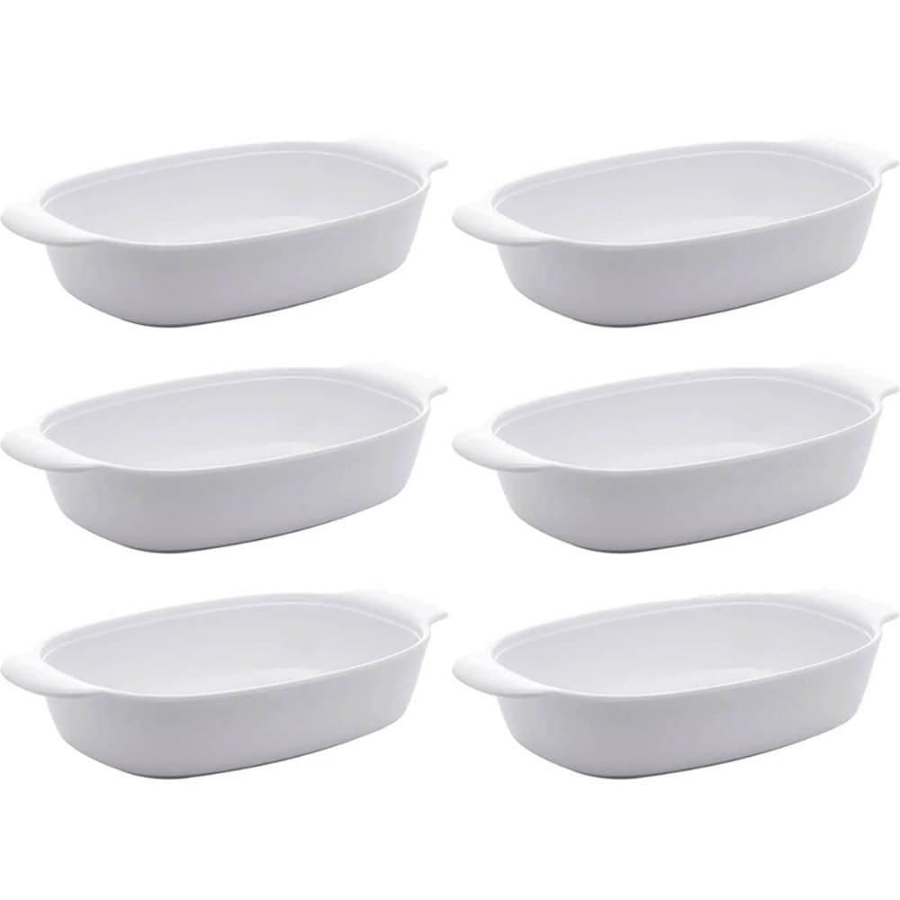 6 Travessas de Melamina para Restaurante 31cm Servir Guarnições com Alças Laterais