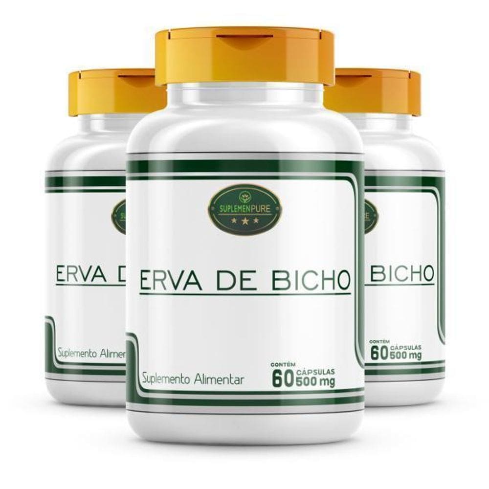 Erva De Bicho 180 Cáps 500Mg 100% Natural Kit 3 Potes