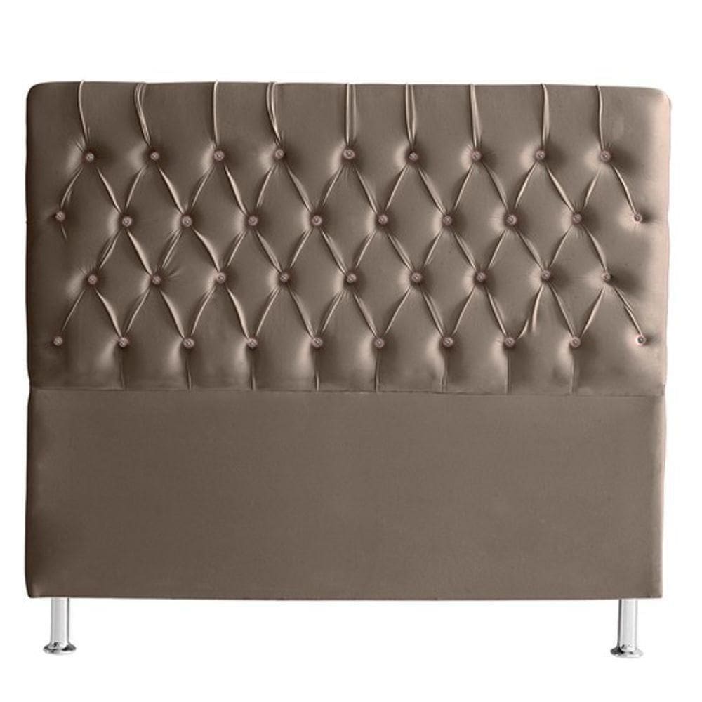 Cabeceira De Cama Box Paris Queen 160 Cm Botão Strass Suede Capuccino Eli Móveis