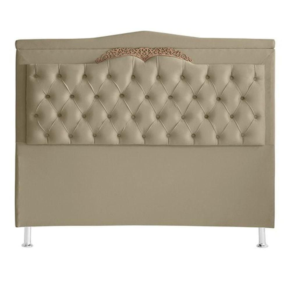 Cabeceira De Cama Box Helena Casal 140 Cm Capitonê Retro Botão Encapados Suede Bege Eli Móveis