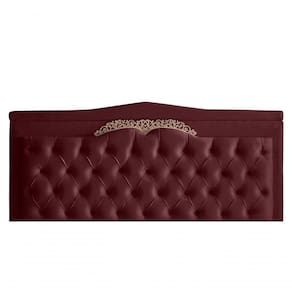 Cabeceira De Cama Box Painel Helena Queen 160 Cm Retro Capitonê Botão Encapados Suede Bordo Eli Móveis