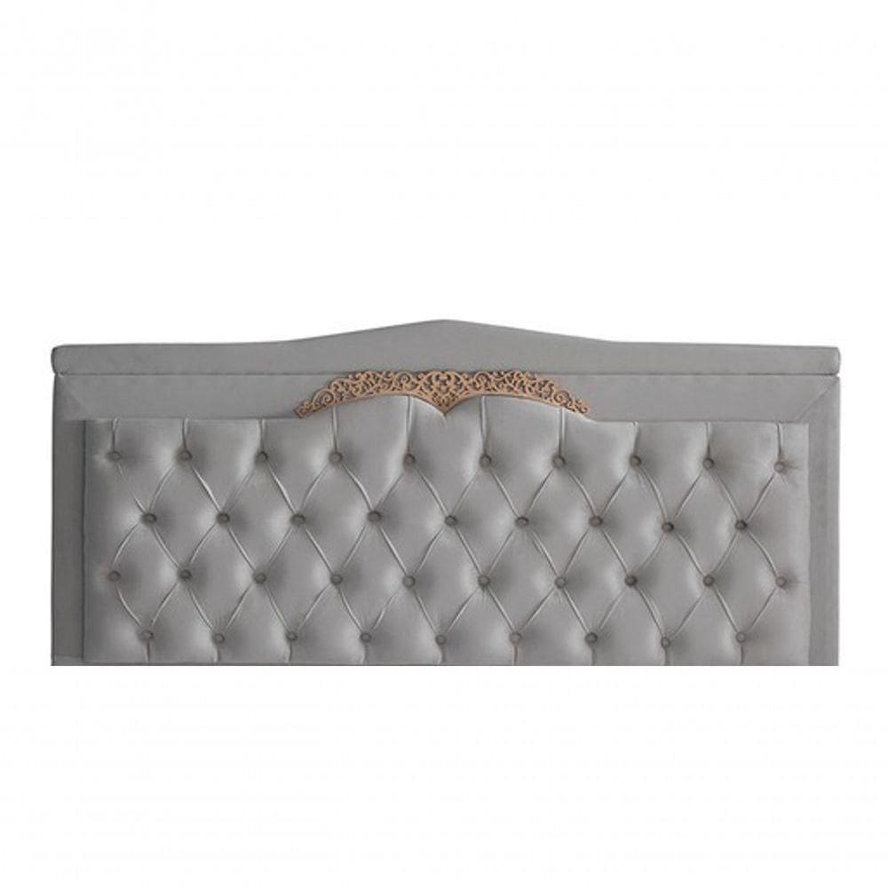 Cabeceira De Cama Box Painel Helena Casal 140 Cm Retro Capitonê Botão Encapados Suede Prata Eli Móveis