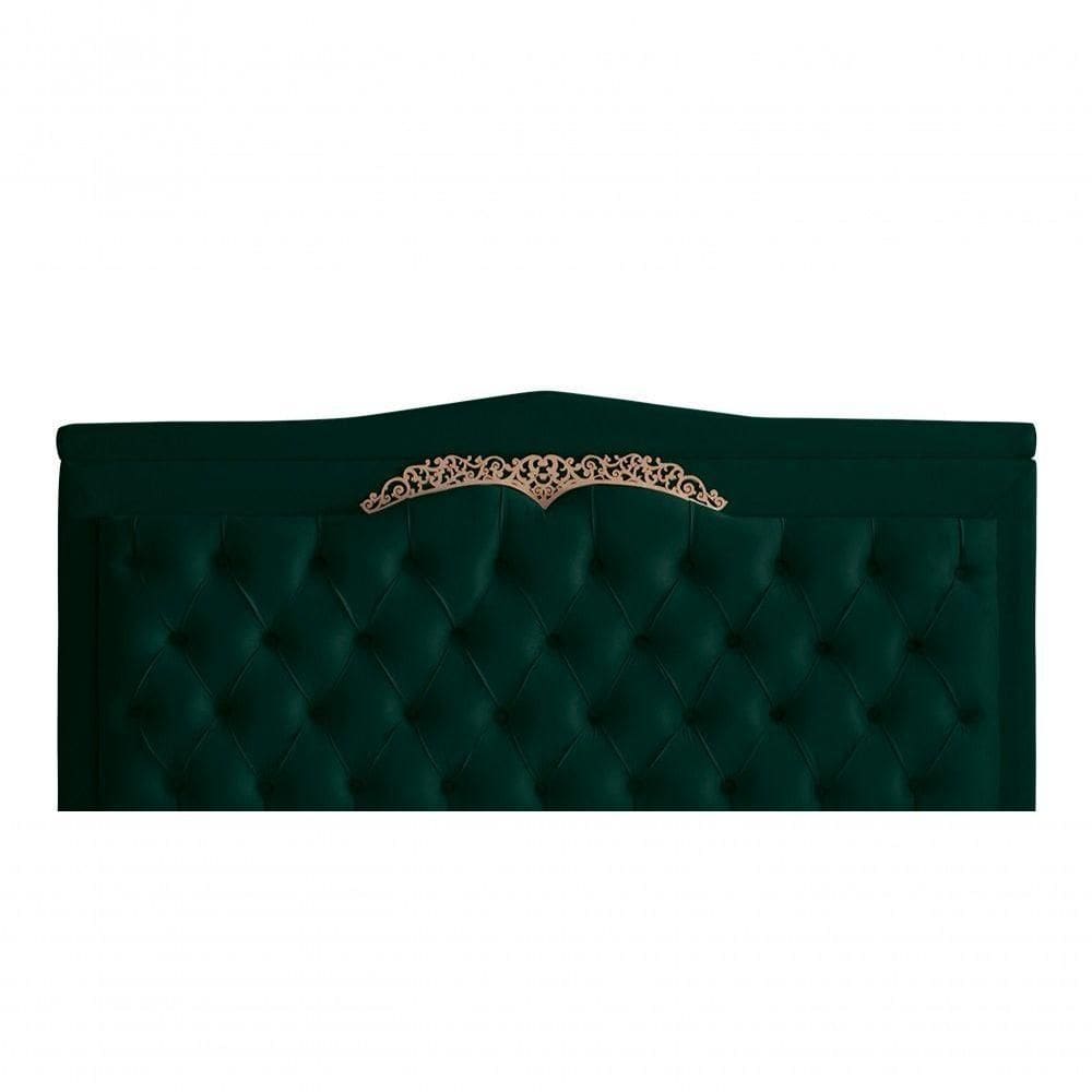 Cabeceira De Cama Box Painel Helena Casal 140 Cm Retro Capitonê Botão Encapados Suede Verde Eli Móveis