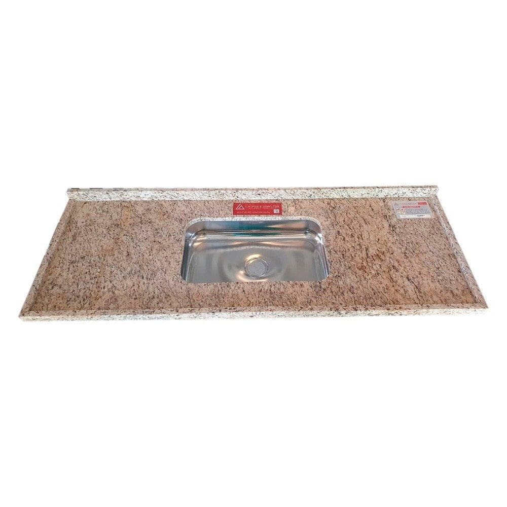 Pia de Cozinha Granito 120 cm Santa Cecilia Standard Cuba simples Amarelo Santa Cecilia
