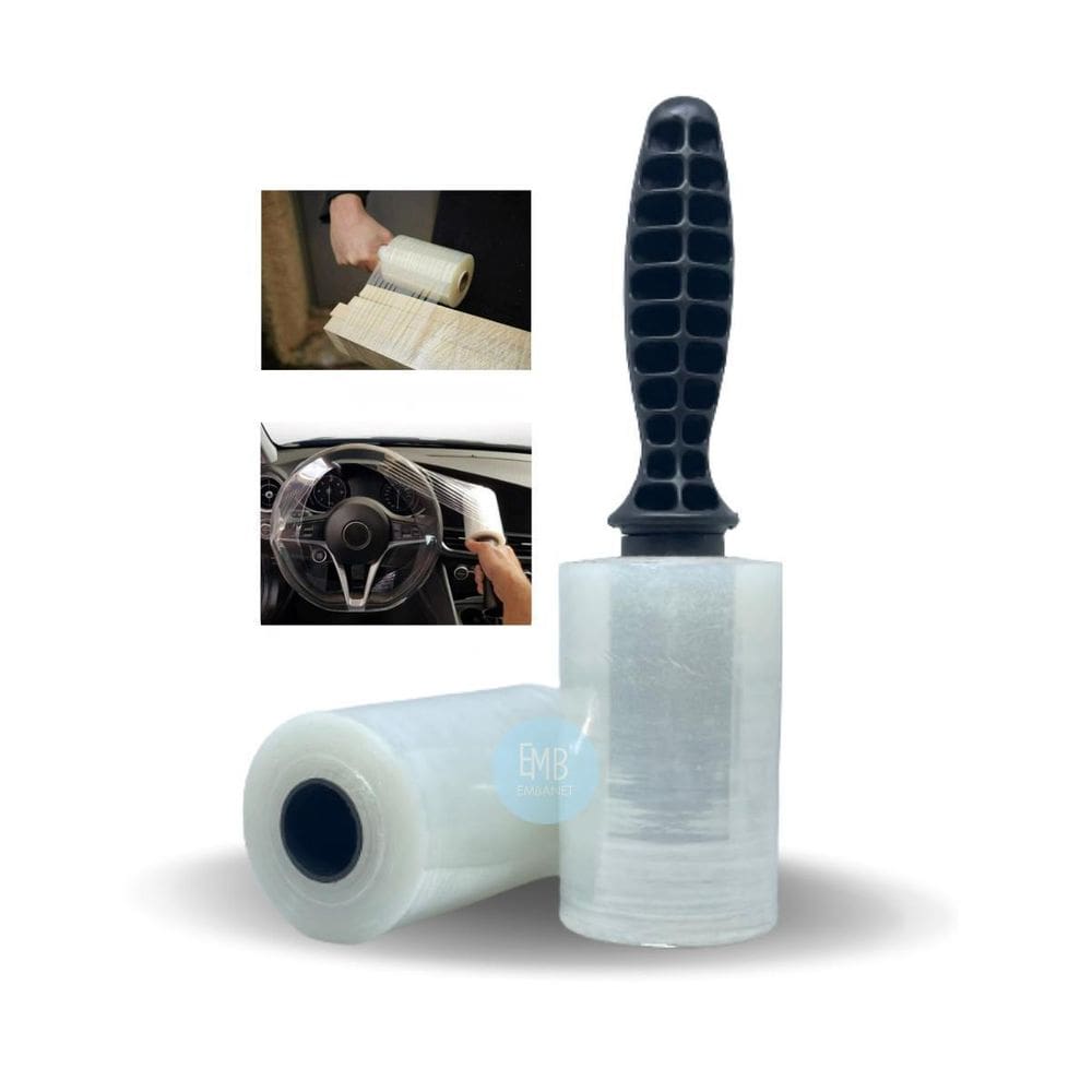 Kit 3 Rolo De Plastico Filme Stretch + 1 Aplicador De Plast
