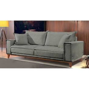 Sofá Fixo 3 Lugares Luxo 200 cm Aquiles Cinza