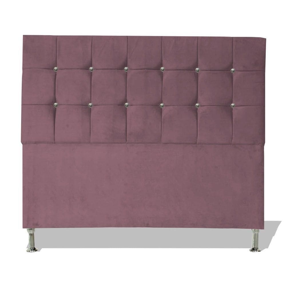 Cabeceira De Cama Box Cristal Queen 160 Cm Botão Strass Suede Rosê Eli Móveis