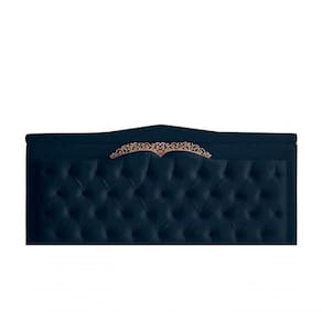 Cabeceira De Cama Box Painel Helena Queen 160 Cm Retro Capitonê Botão Encapados Suede Azul Marinho Eli Móveis