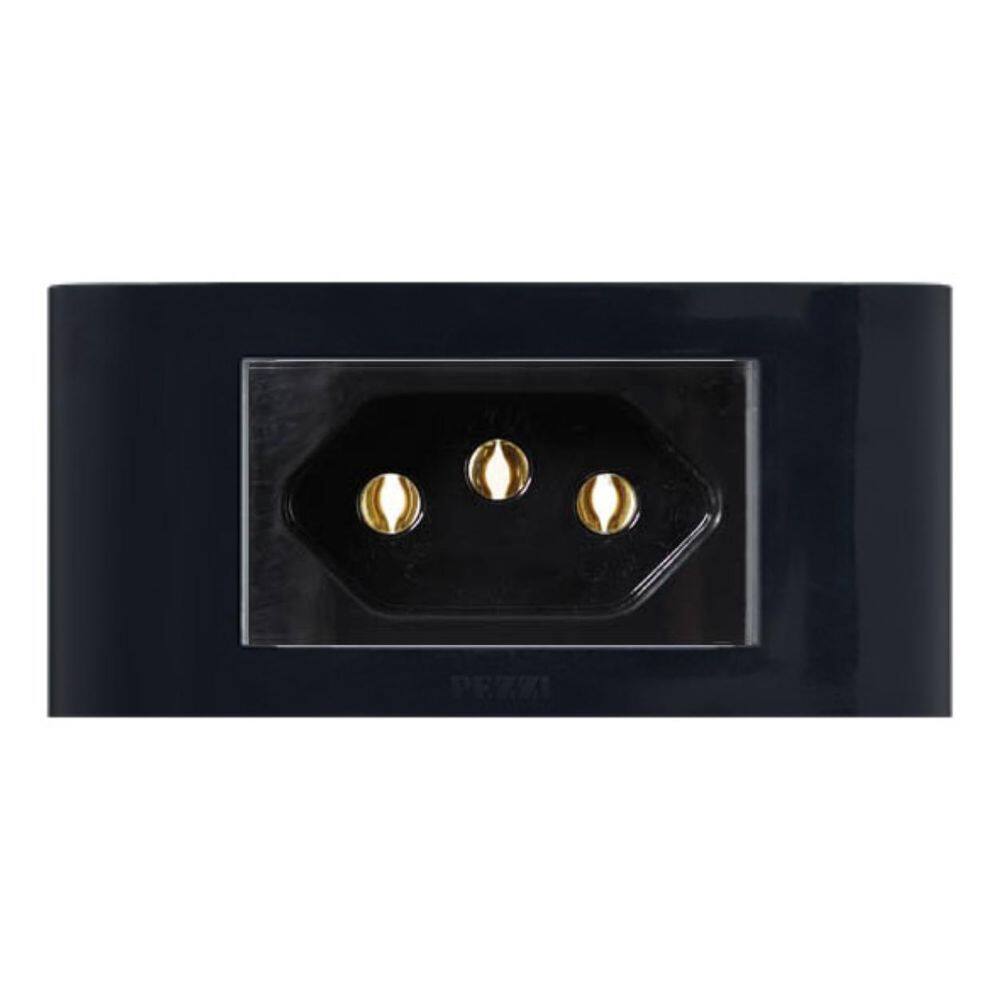 Conjunto Tomada 20A 250V Embutir Moveis Pezzi 50000 Preto