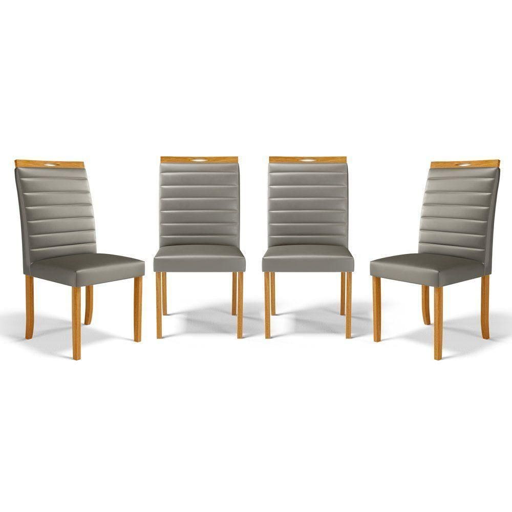Kit Com 4 Cadeiras Sara Madeira Maciça Estofadas Para Mesa De Jantar Veludo Chumbo 109