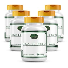 Kit 5 Potes Erva De Bicho 300 Cáps 500Mg 100% Natural
