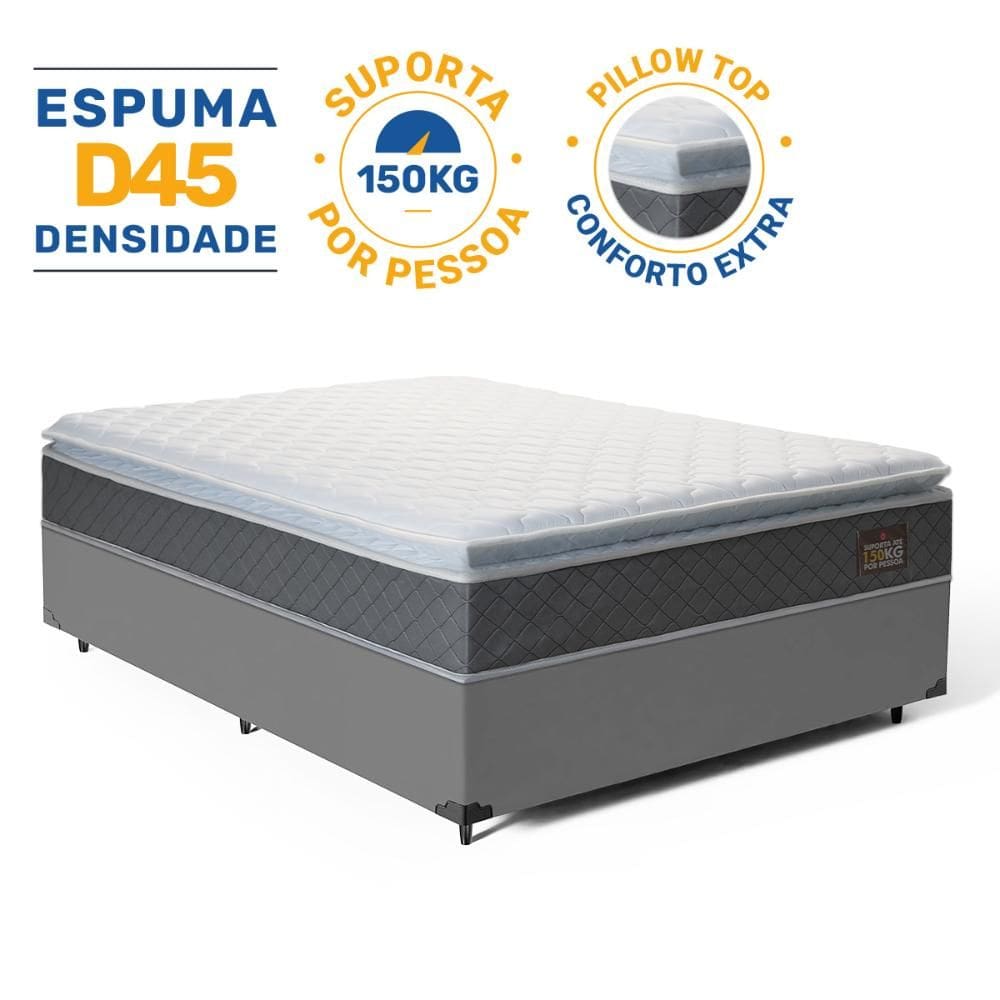 Cama Box com Colchão de Espuma D45 Pillow Top Fort Comfort Casal 138cm