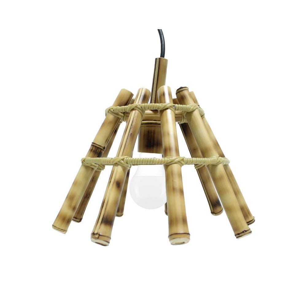 Luminária Pendente de Bambu para Pergolado Área Gourmet e Varanda Tamanho Pequeno