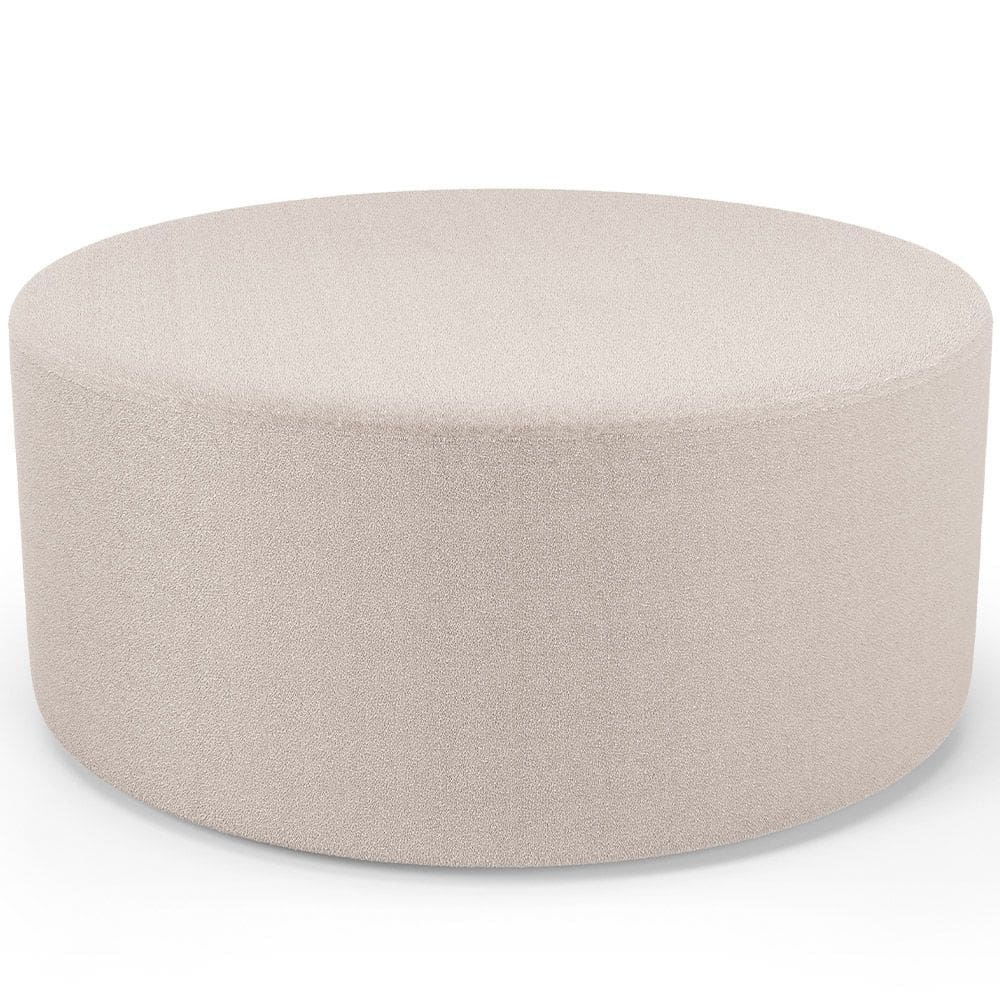 Puff Redondo Orgânico para Living 90cm Lola W01 Bouclê Creme - Lyam Decor