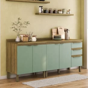Cozinha Compacta 2 Peças com Tampo de 25mm Magnolia Mel/Verde