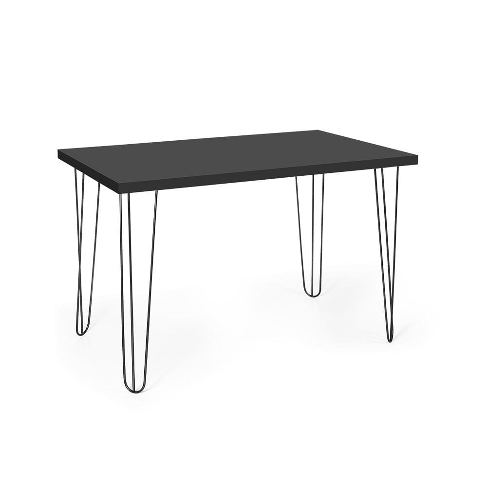 Mesa Jantar Retangular 120x75 Base De Ferro Hairpin Preta