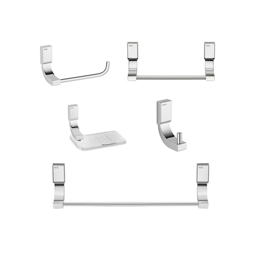 Kit 5 Peças Acessórios de Banheiro Top Porta Toalha Cabide Saboneteira Docol